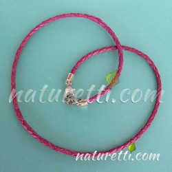 Halskette Armband aus Leder in pink Farbe
