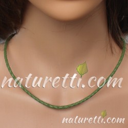 Halskette aus Leder geflochten rund grün