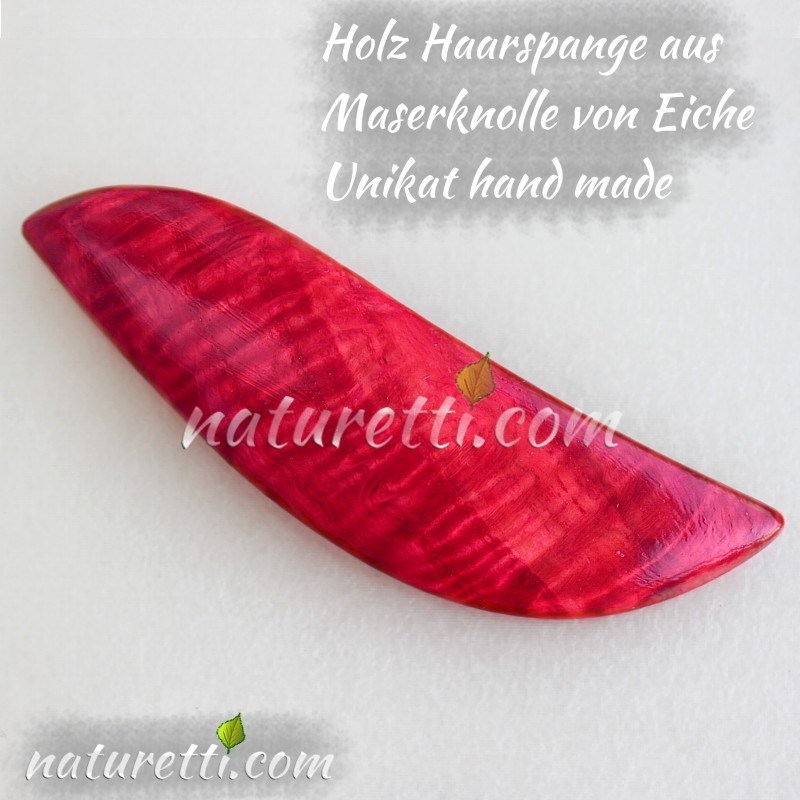 Holz Haarspange rot aus Maserknolle