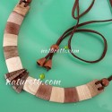 Holzschmuck, Damen Halskette aus Holz mit Bernstein