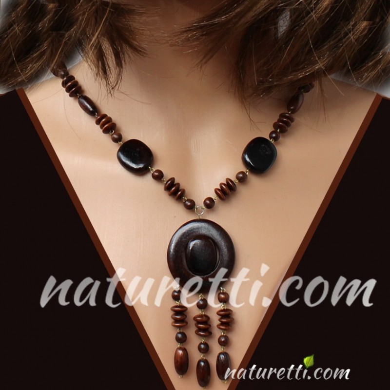 Holzschmuck Damen Halskette aus Holz dunkel